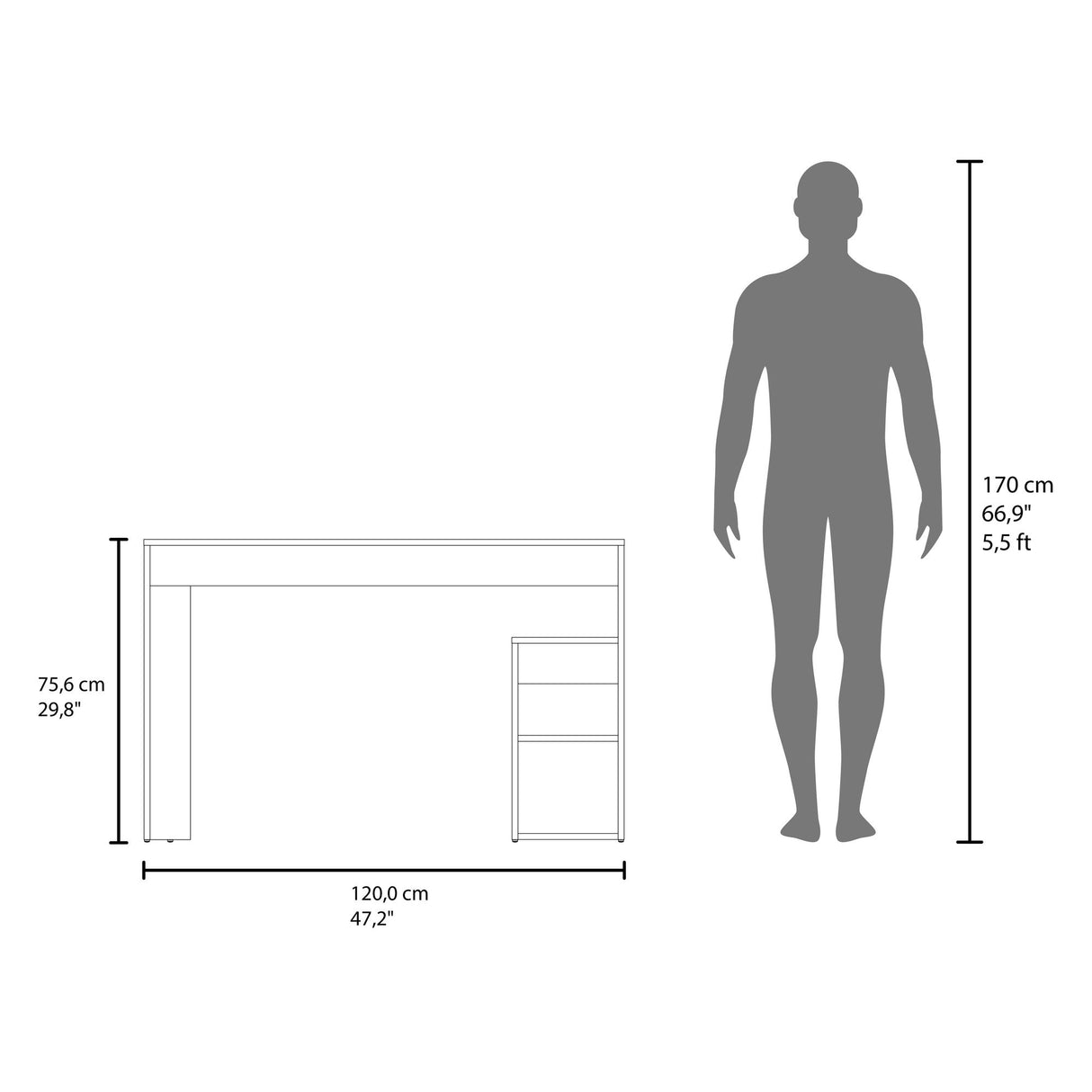Escritorio Solid Fresno 120x75.6cm sin Cajones - ESCRITORIOS | Bylmo