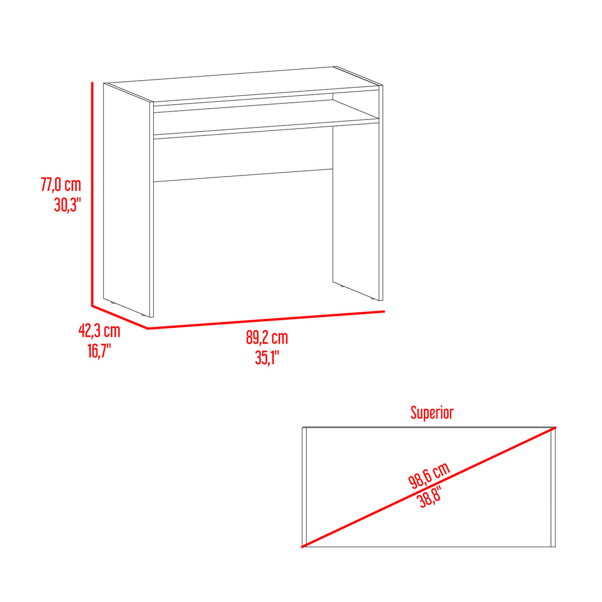 Escritorio Stella Blanco 89.2x77cm sin Cajones - ESCRITORIOS | Bylmo