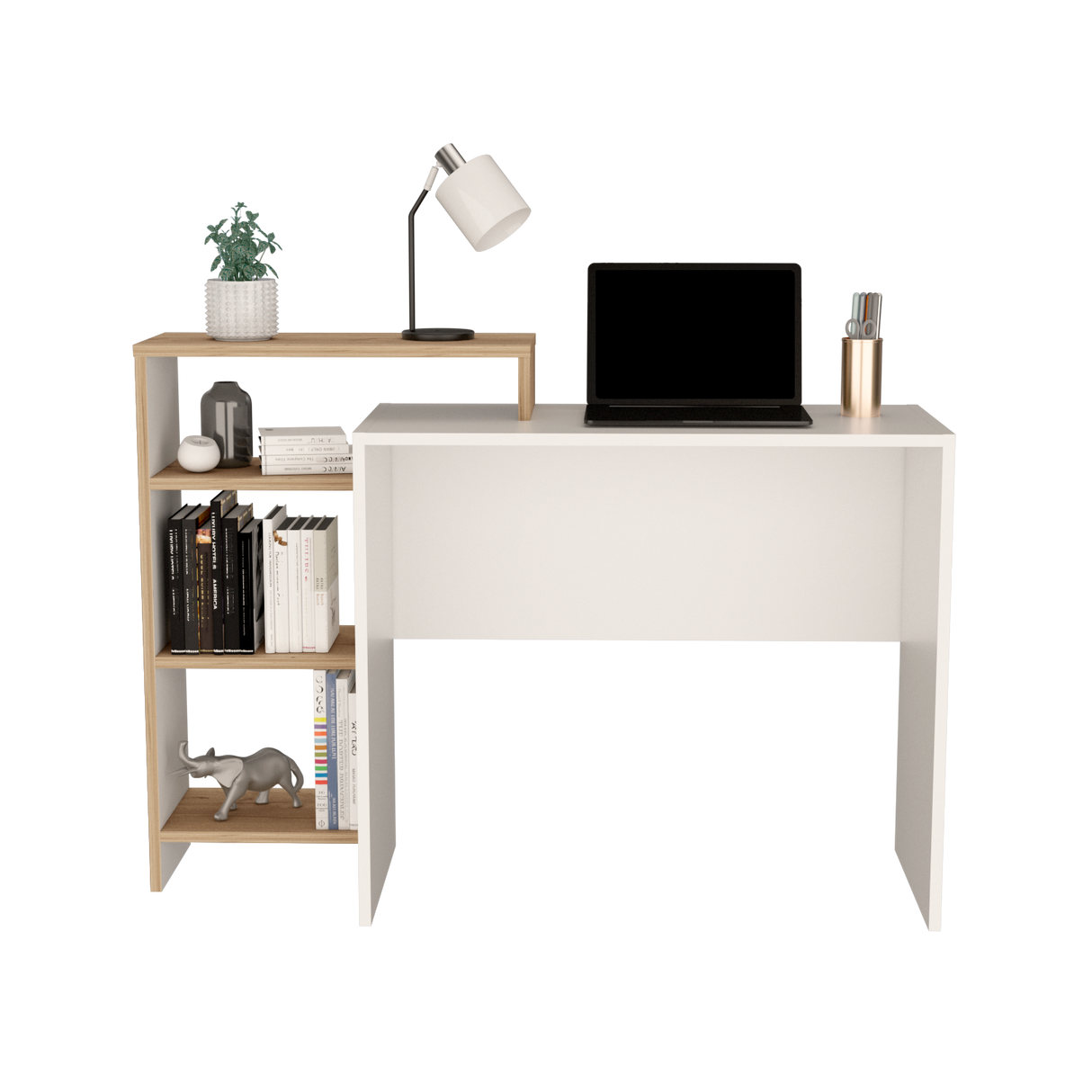 Escritorio con Biblioteca Stella Plus Blanco y Duna 125.7x89.4cm sin Cajones - ESCRITORIOS | Bylmo