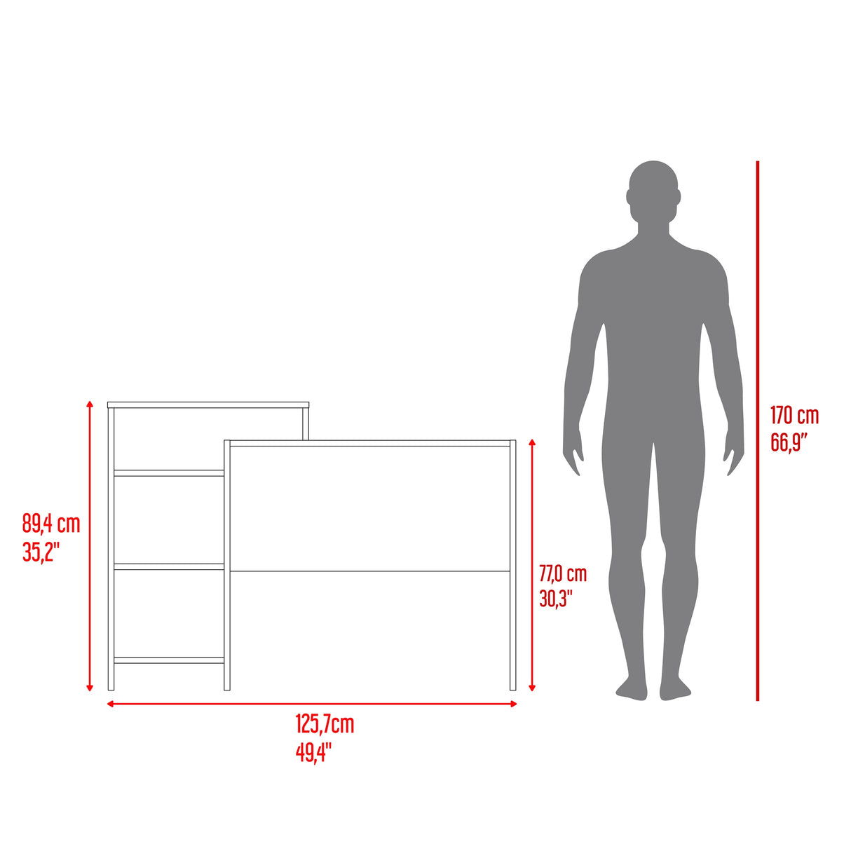 Escritorio con Biblioteca Stella Plus Blanco y Duna 125.7x89.4cm sin Cajones - ESCRITORIOS | Bylmo
