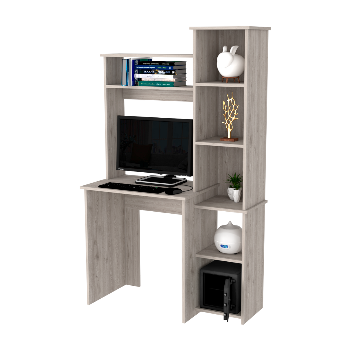 Escritorio con Biblioteca Versalles Ceniza 98.5x162.5cm sin Cajones - ESCRITORIOS | Bylmo