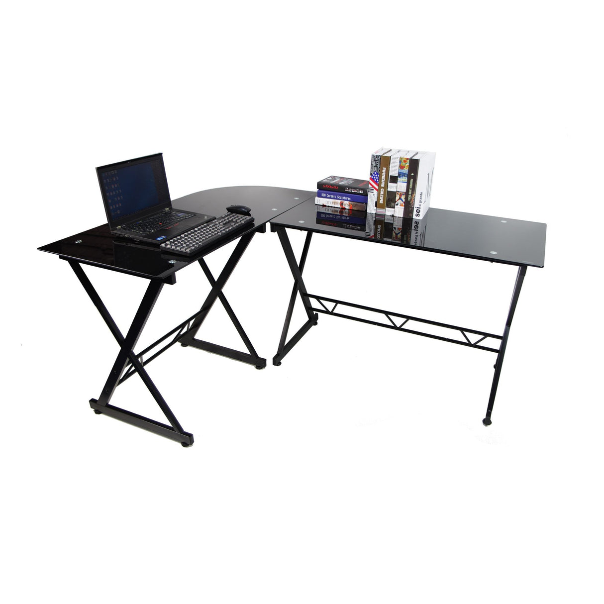 Escritorio en L Madrid Negro 160x75cm sin Cajones - ESCRITORIOS | Bylmo