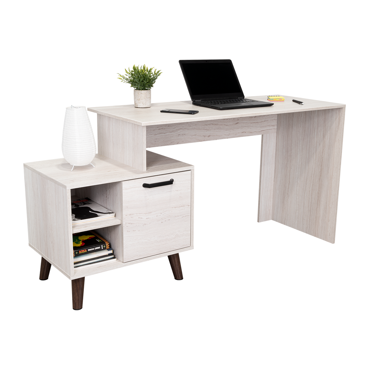 Escritorio Leira Tivoli y Blanco 151.5x75.6cm sin Cajones - ESCRITORIOS | Bylmo