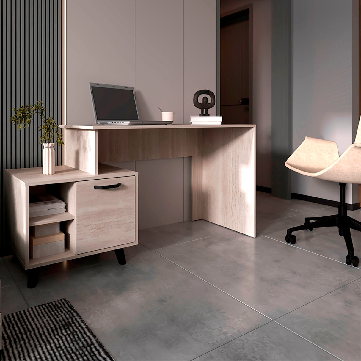 Escritorio Leira Tivoli y Blanco 151.5x75.6cm sin Cajones - ESCRITORIOS | Bylmo