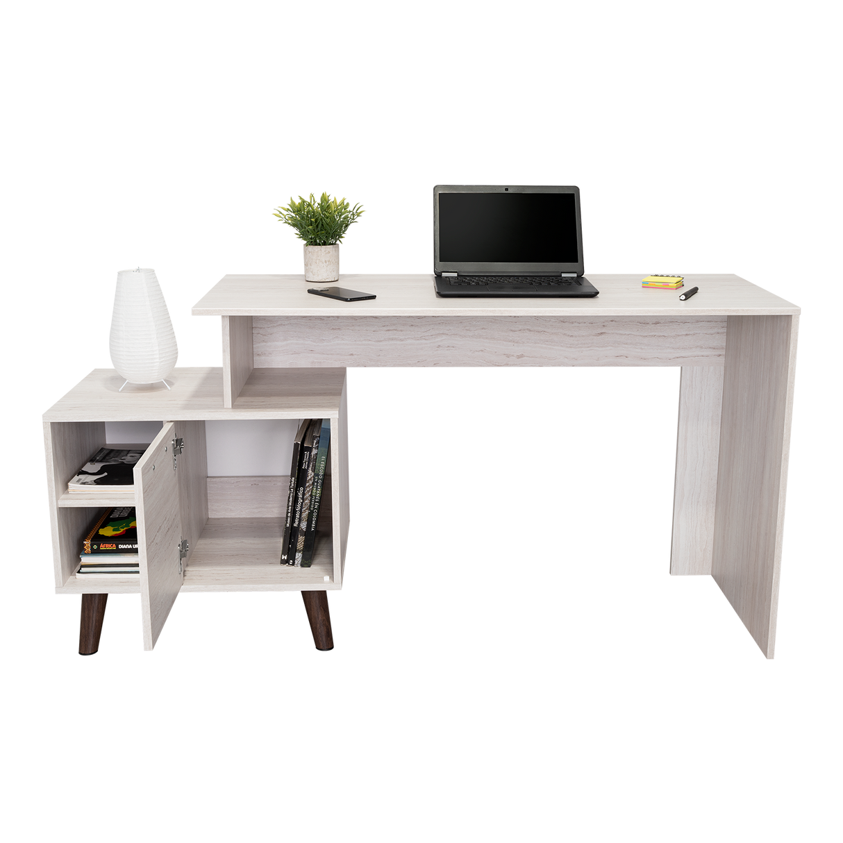 Escritorio Leira Tivoli y Blanco 151.5x75.6cm sin Cajones - ESCRITORIOS | Bylmo