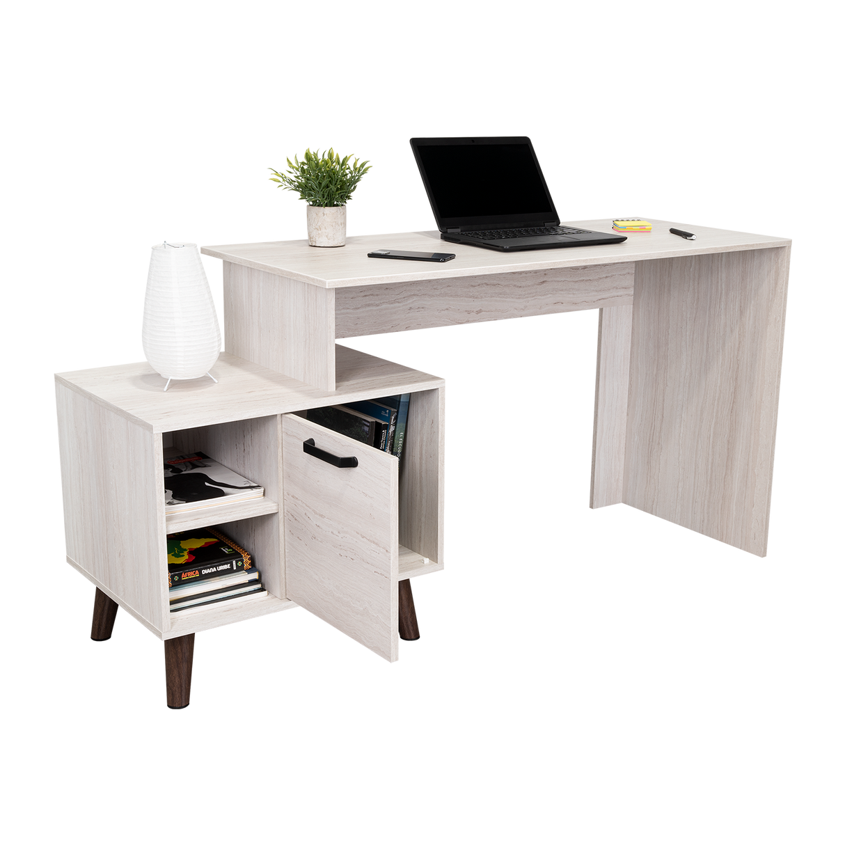 Escritorio Leira Tivoli y Blanco 151.5x75.6cm sin Cajones - ESCRITORIOS | Bylmo