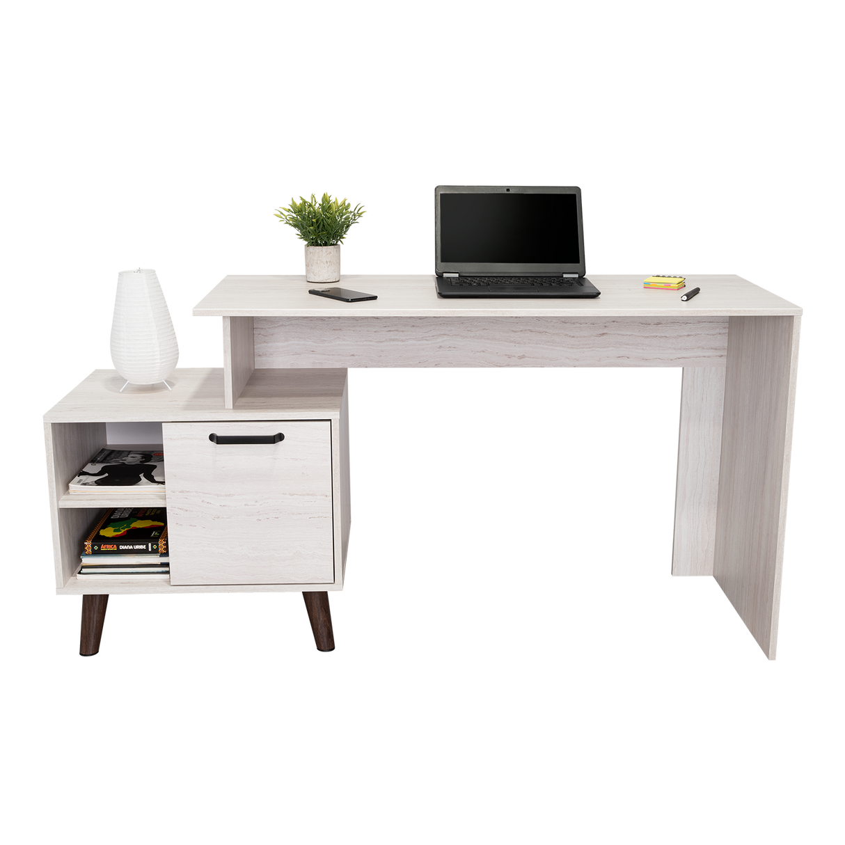Escritorio Leira Tivoli y Blanco 151.5x75.6cm sin Cajones - ESCRITORIOS | Bylmo