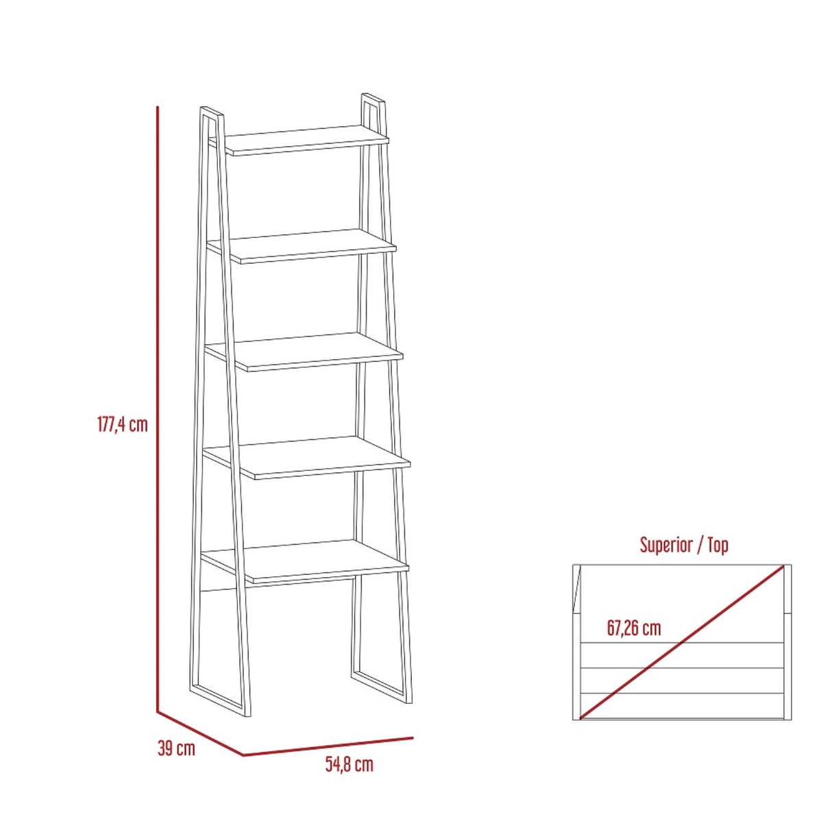 Biblioteca Escalera Soho Bellota 54.8x177.4cm con Cuatro Compartimientos - BIBLIOTECAS Y ESTANTERIAS | Bylmo