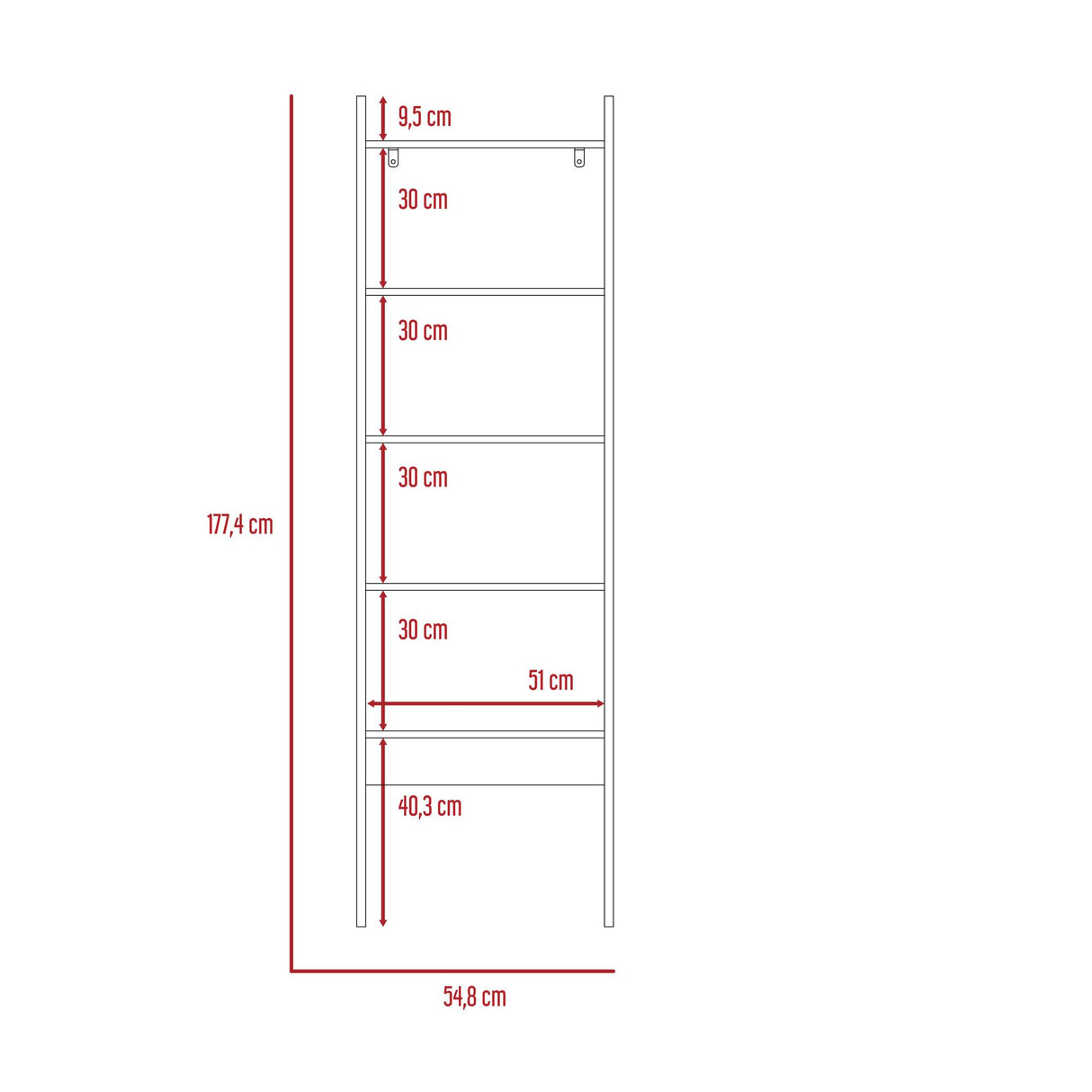 Biblioteca Escalera Soho Bellota 54.8x177.4cm con Cuatro Compartimientos - BIBLIOTECAS Y ESTANTERIAS | Bylmo