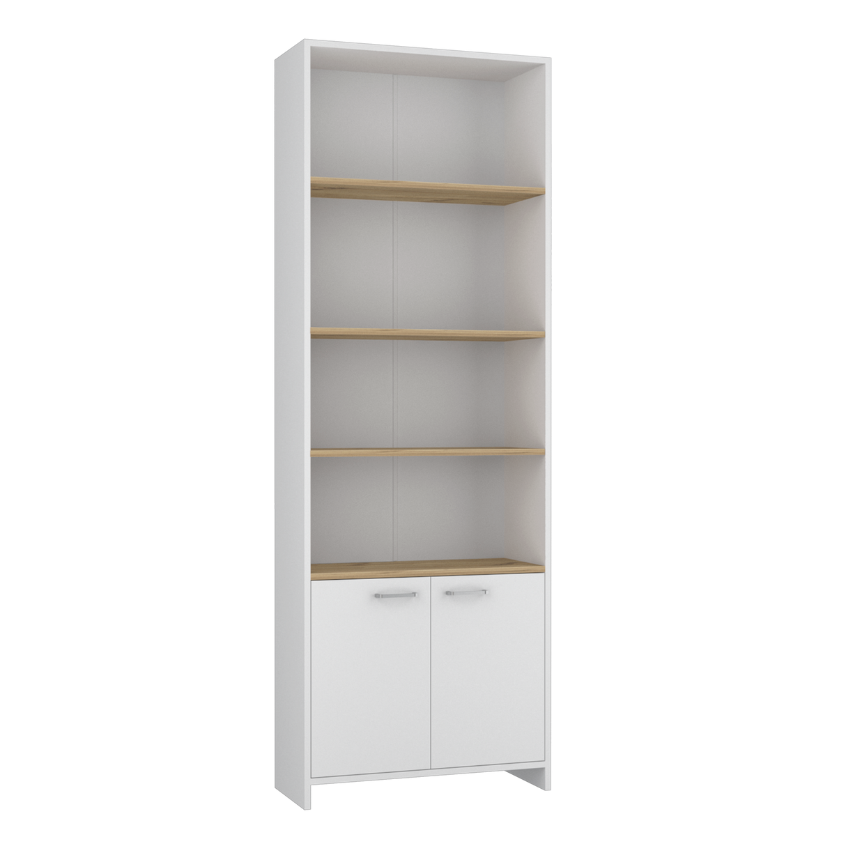 Biblioteca Rectangular Z63 Blanco y Duna 63x180.6cm con Cinco Compartimientos y Dos Puertas - BIBLIOTECAS Y ESTANTERIAS | Bylmo