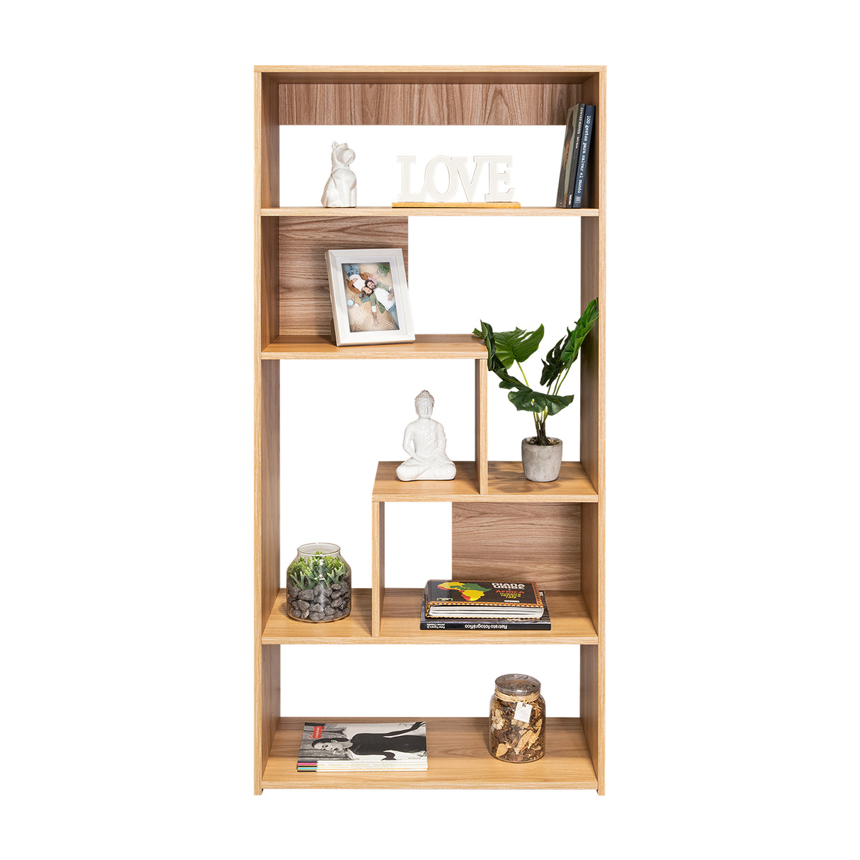 Biblioteca Asimétrica Lous Fresno Europeo 73x161cm Con Siete Compartimientos - BIBLIOTECAS Y ESTANTERIAS | Bylmo