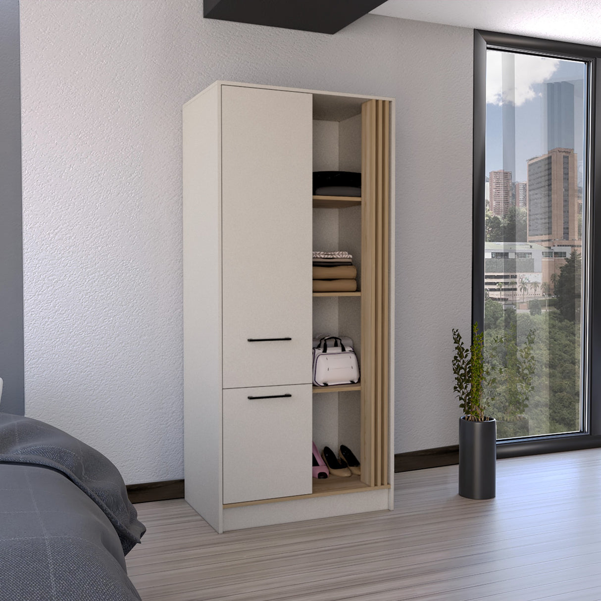 Closet Vance Capri y Fresno Europeo 80x180cm Con Un Cajón y Seis Compartimientos - CLOSETS | Bylmo