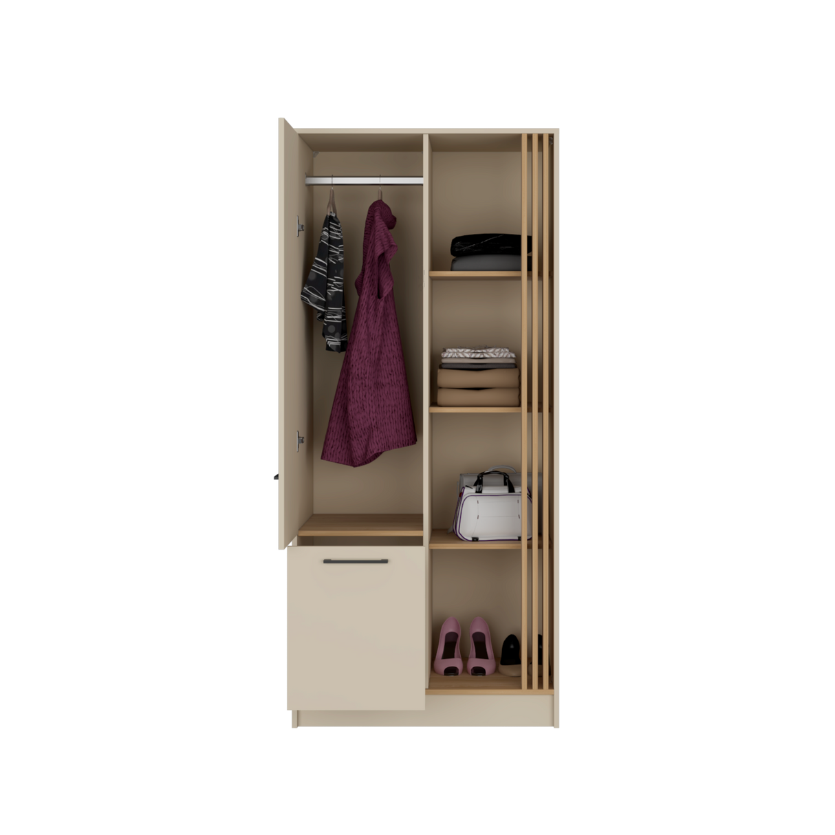 Closet Vance Capri y Fresno Europeo 80x180cm Con Un Cajón y Seis Compartimientos - CLOSETS | Bylmo