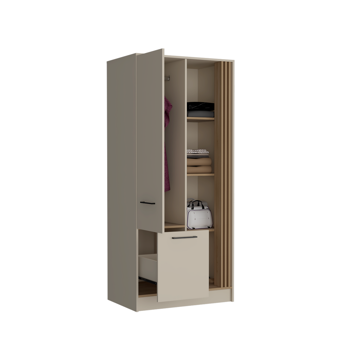 Closet Vance Capri y Fresno Europeo 80x180cm Con Un Cajón y Seis Compartimientos - CLOSETS | Bylmo