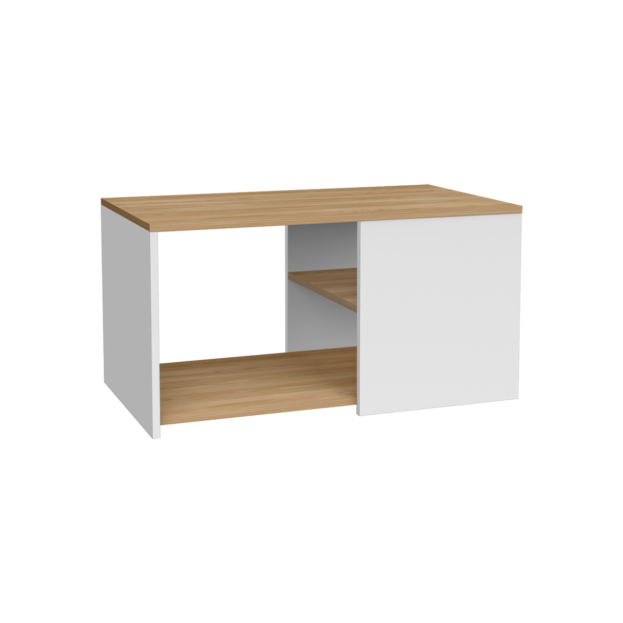 Mesa de Centro Adele Blanco y Fresno 80.1x42.1cm Rectangular con Compartimientos - MESAS DE CENTRO | Bylmo