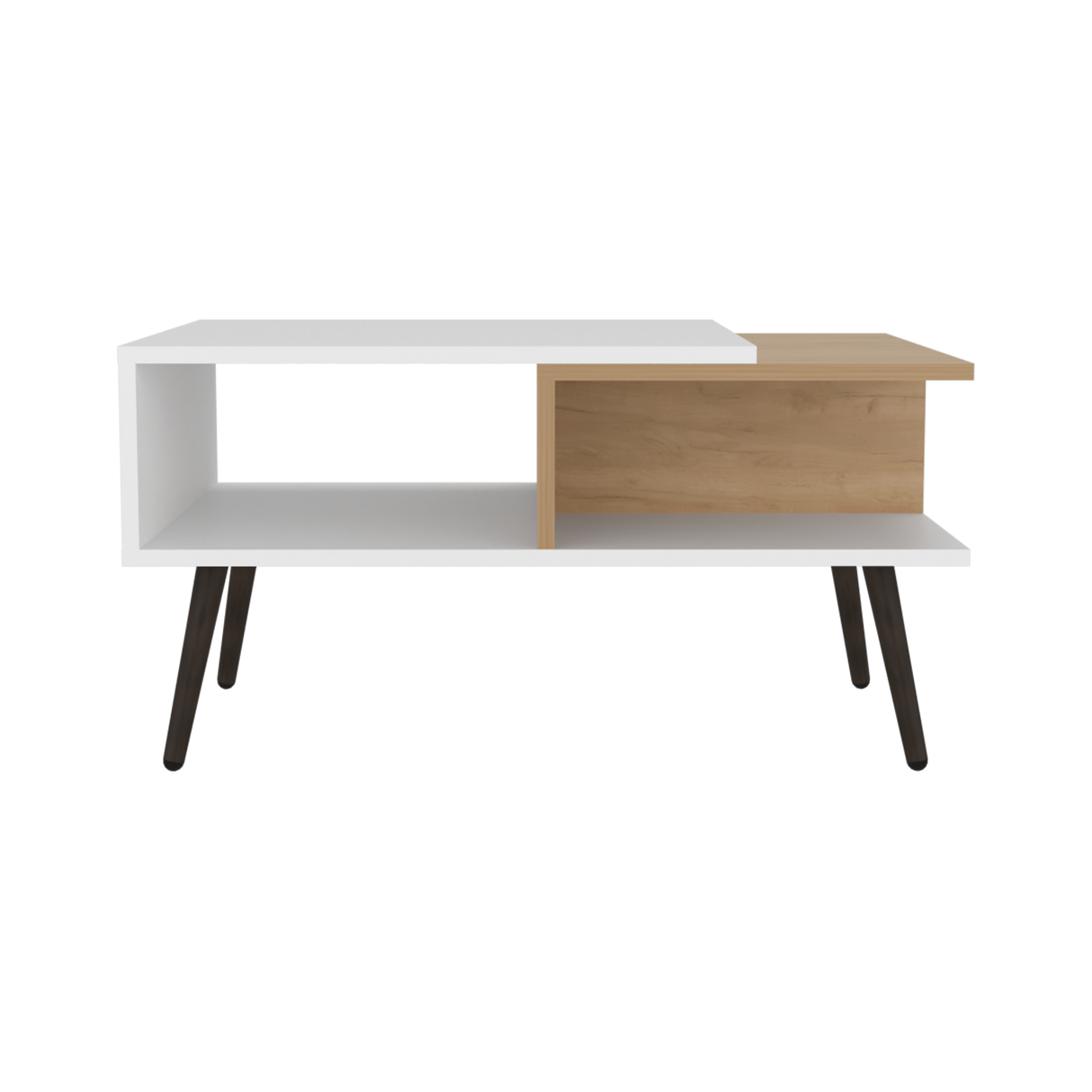 Mesa de Centro Aranjuez Blanco y Fresno 75x39.5cm Rectangular con Compartimientos y con Patas - MESAS DE CENTRO | Bylmo