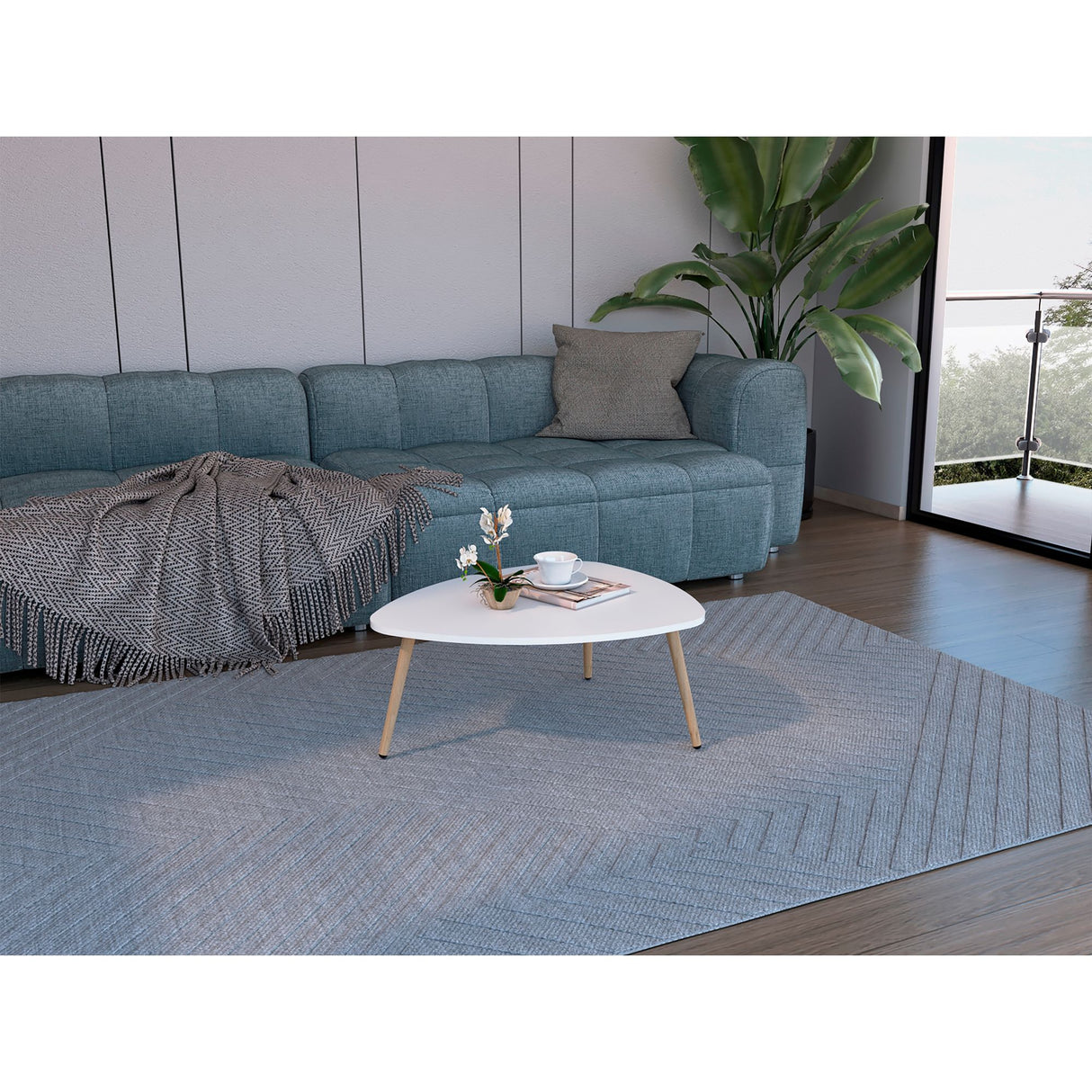 Mesa de Centro Narvik Blanco 74.1x31.5cm Rectangular y con Patas - MESAS DE CENTRO | Bylmo