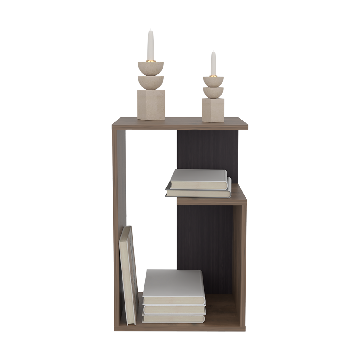 Mesa Auxiliar Everett Bellota y Wengue 39.8x63.4cm Rectangular con Dos Compartimientos - MESAS AUXILIARES | Bylmo