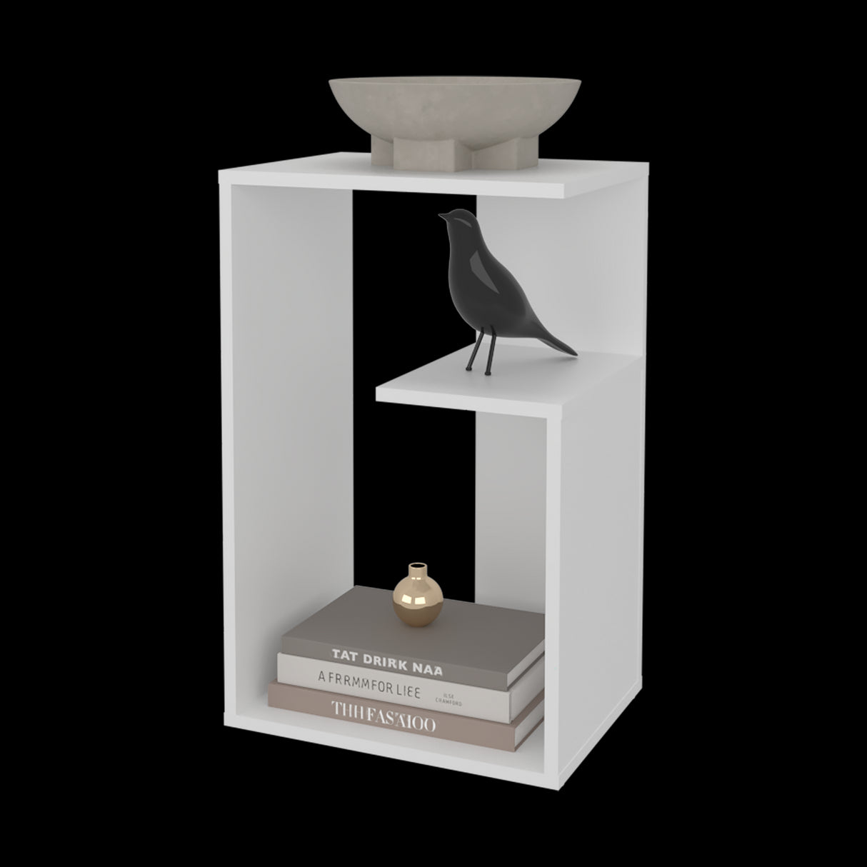 Mesa Auxiliar Everett Blanco 39.8x63.4cm Rectangular con Dos Compartimientos - MESAS AUXILIARES | Bylmo