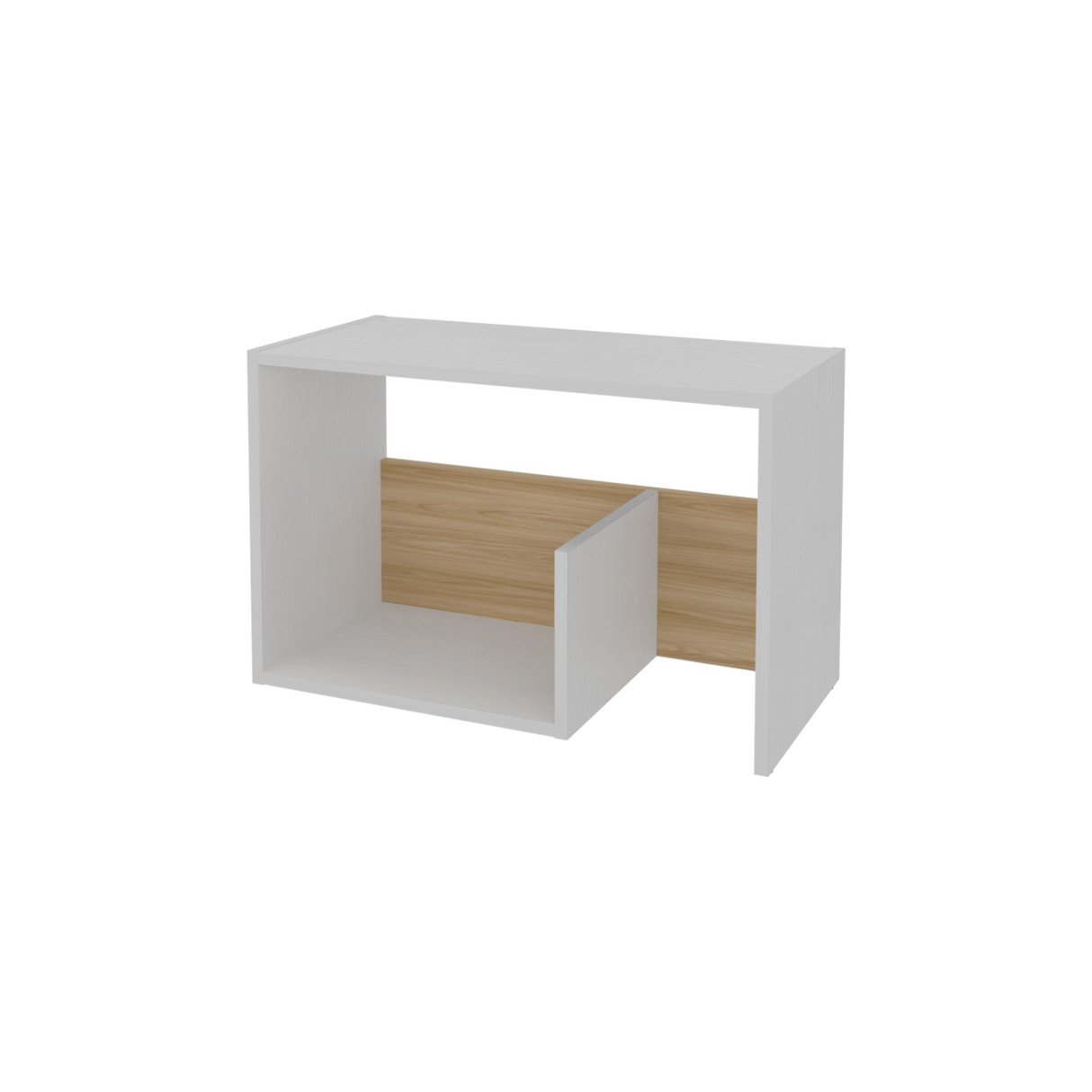 Mesa Auxiliar Everett Blanco y Fresno Europeo 39.8x63.4cm Rectangular con Dos Compartimientos - MESAS AUXILIARES | Bylmo