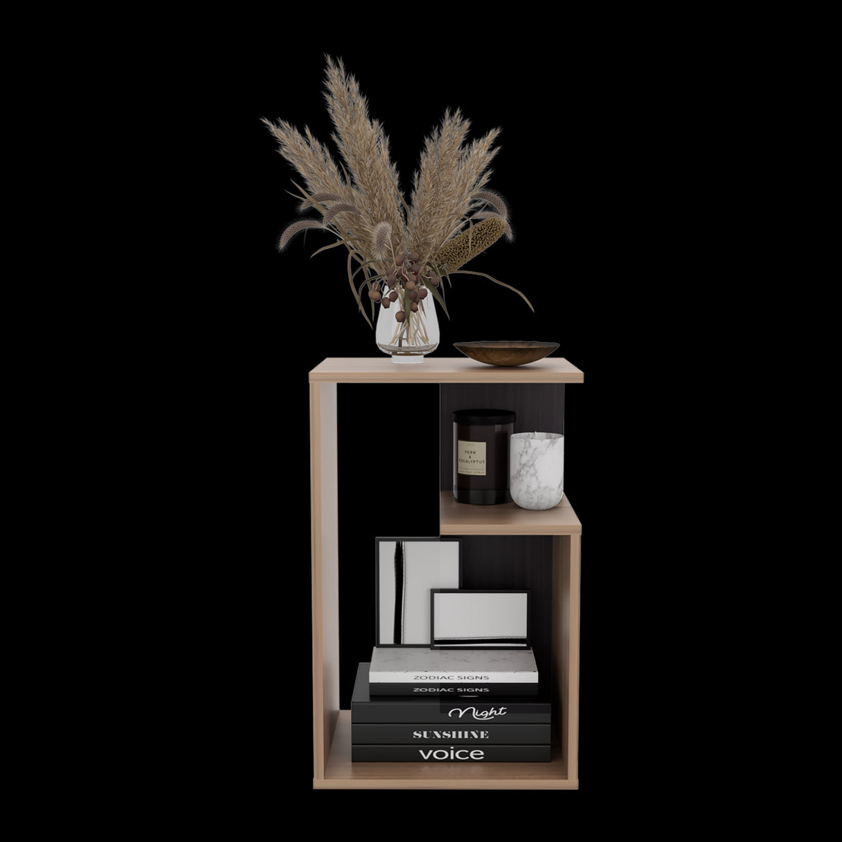 Mesa Auxiliar Everett Cafe Expreso y Wengue 39.8x63.4cm Rectangular con Dos Compartimientos - MESAS AUXILIARES | Bylmo