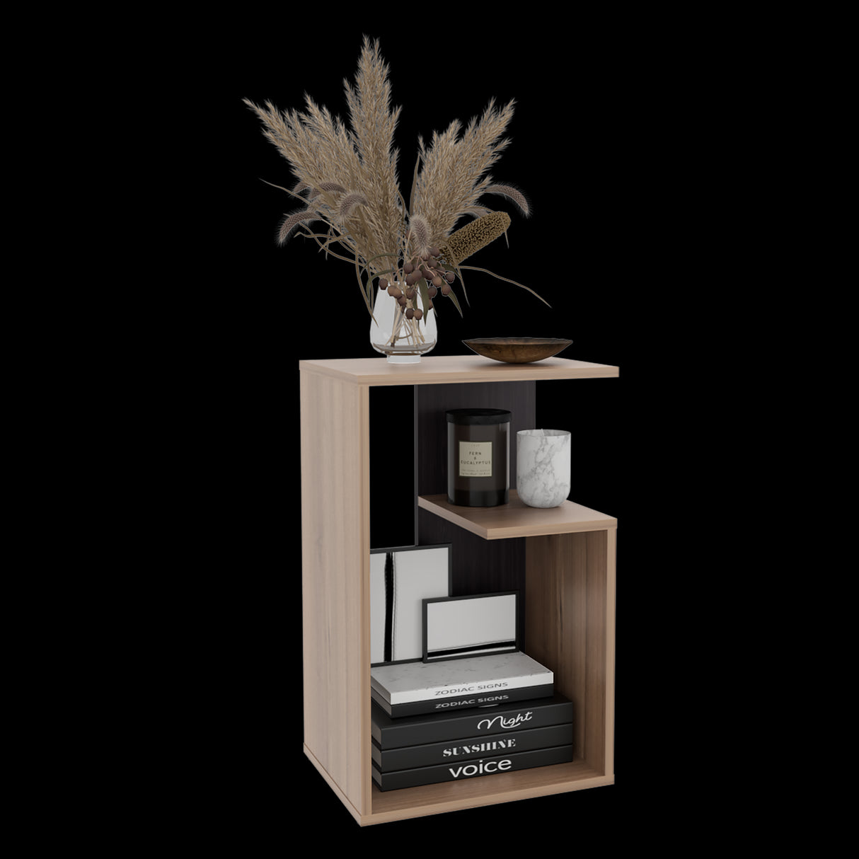 Mesa Auxiliar Everett Cafe Expreso y Wengue 39.8x63.4cm Rectangular con Dos Compartimientos - MESAS AUXILIARES | Bylmo