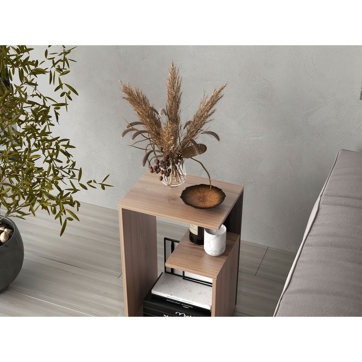 Mesa Auxiliar Everett Cafe Expreso y Wengue 39.8x63.4cm Rectangular con Dos Compartimientos - MESAS AUXILIARES | Bylmo