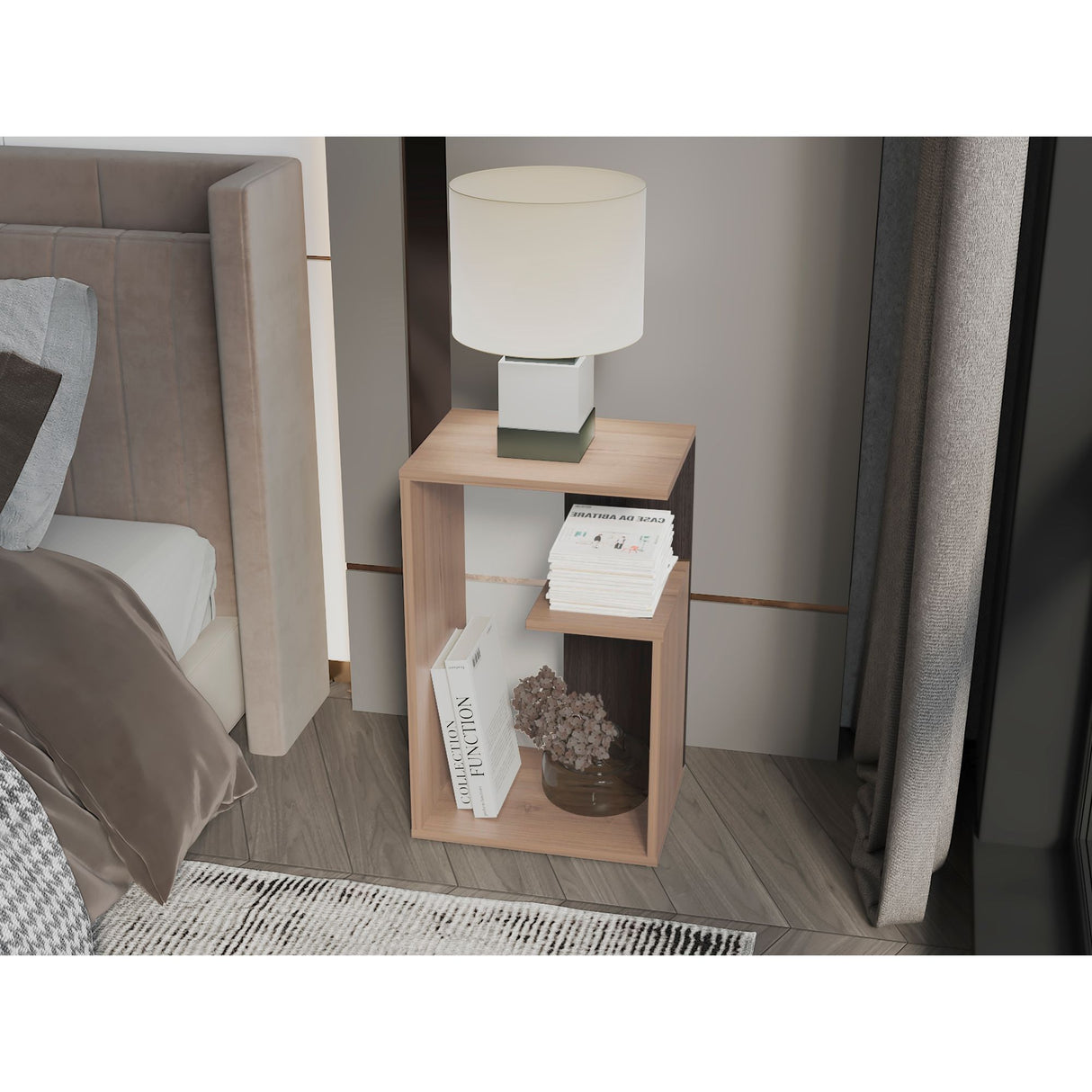 Mesa Auxiliar Everett Cafe Expreso y Wengue 39.8x63.4cm Rectangular con Dos Compartimientos - MESAS AUXILIARES | Bylmo