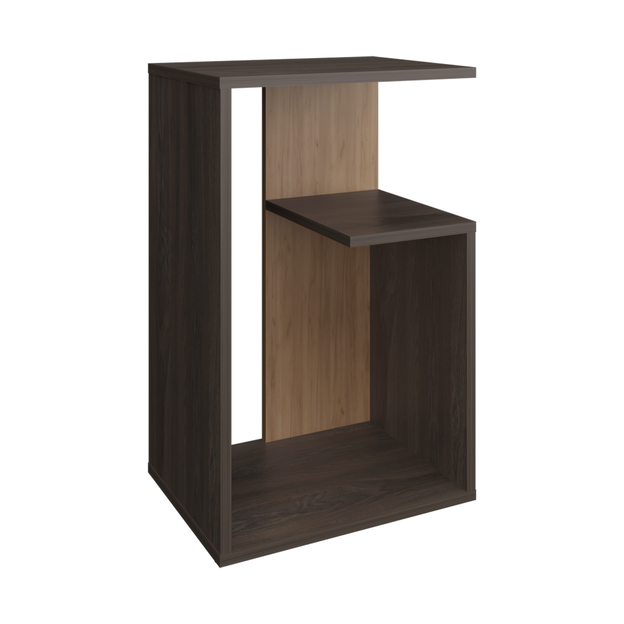 Mesa Auxiliar Everett Carbón y Fresno Europeo 39.8x63.4cm Rectangular con Dos Compartimientos - MESAS AUXILIARES | Bylmo