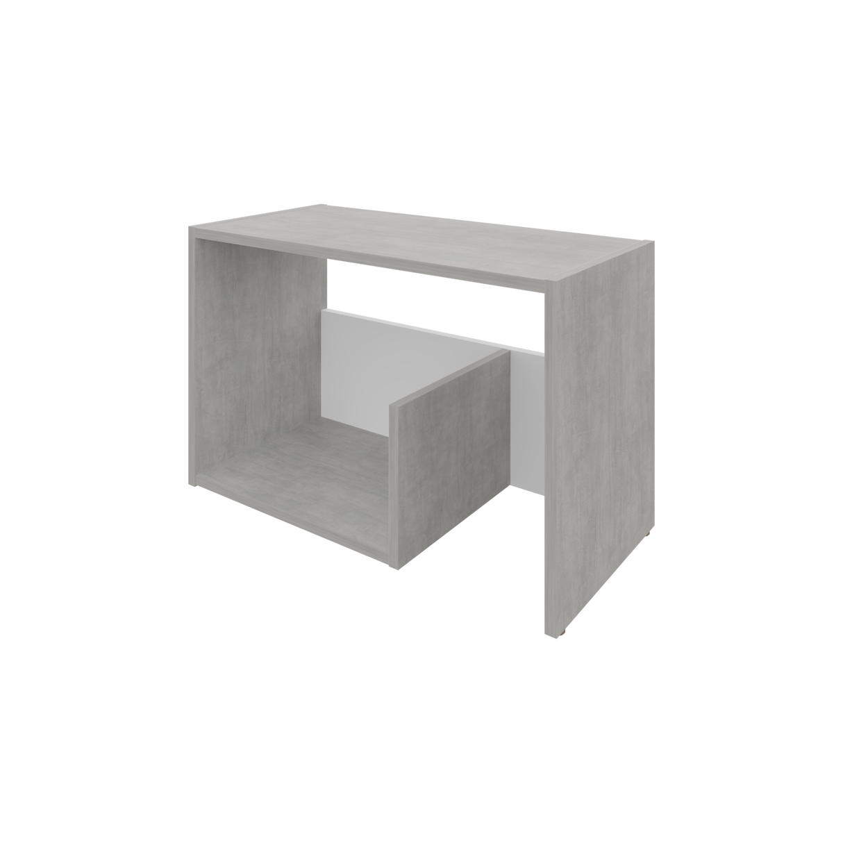Mesa Auxiliar Everett Cemento y Blanco 39.8x63.4cm Rectangular con Dos Compartimientos - MESAS AUXILIARES | Bylmo