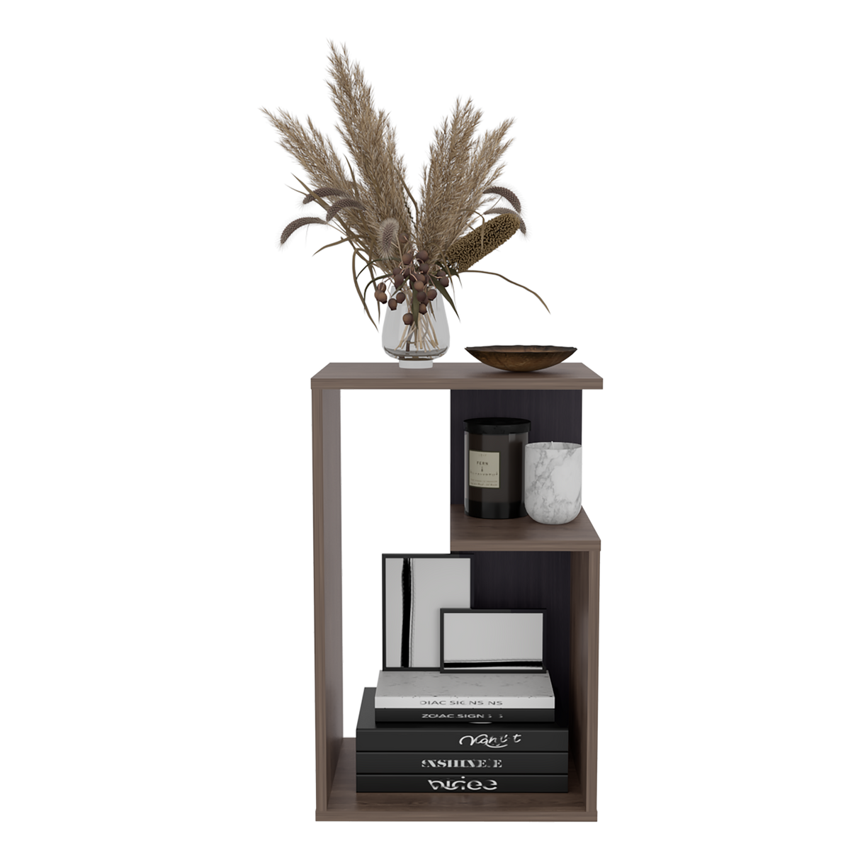 Mesa Auxiliar Everett Coñac y Wengue 39.8x63.4cm Rectangular con Dos Compartimientos - MESAS AUXILIARES | Bylmo