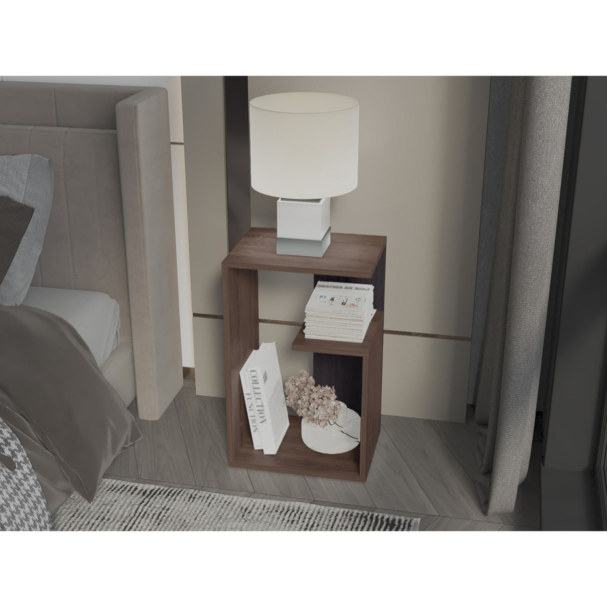 Mesa Auxiliar Everett Coñac y Wengue 39.8x63.4cm Rectangular con Dos Compartimientos - MESAS AUXILIARES | Bylmo