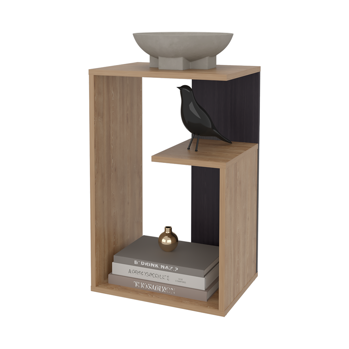 Mesa Auxiliar Everett Miel y Wengue 39.8x63.4cm Rectangular con Dos Compartimientos - MESAS AUXILIARES | Bylmo