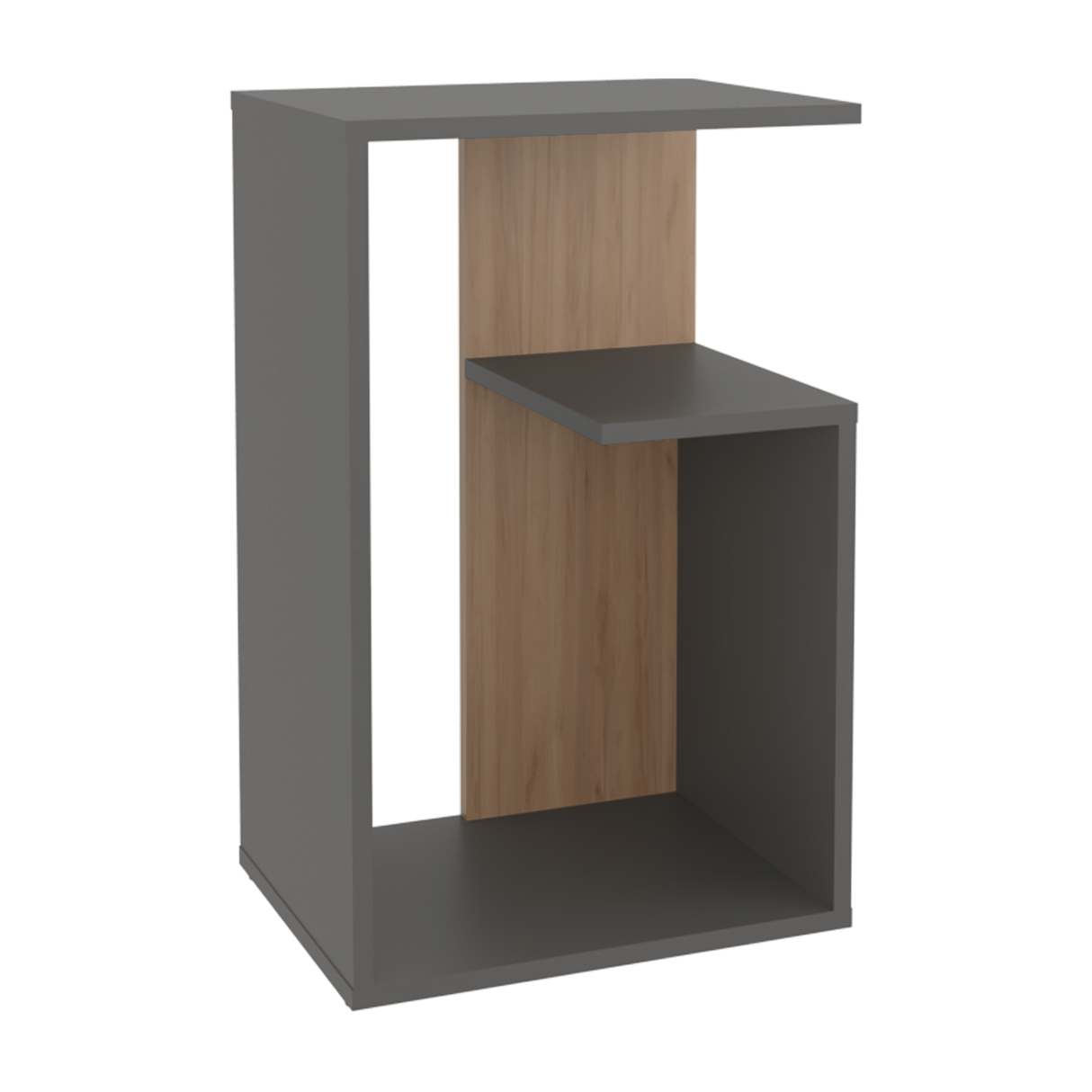 Mesa Auxiliar Everett Plomo y Fresno Europeo 39.8x63.4cm Rectangular con Dos Compartimientos - MESAS AUXILIARES | Bylmo