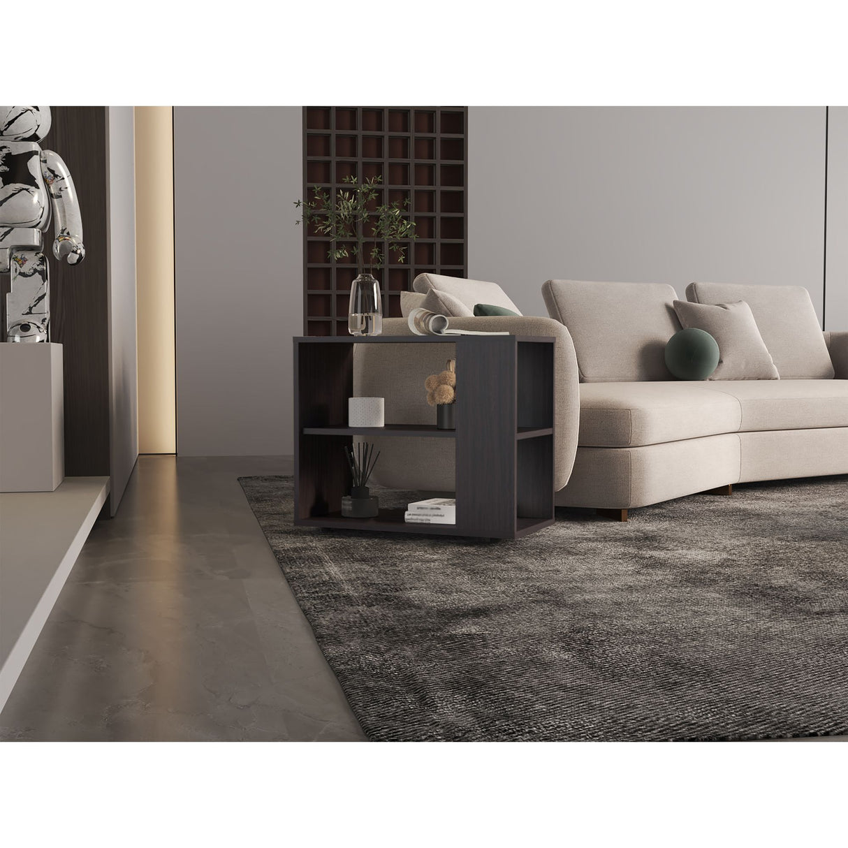 Mueble Auxiliar Garden Wengue 60x50cm Rectangular con Dos Compartimientos - MESAS AUXILIARES | Bylmo