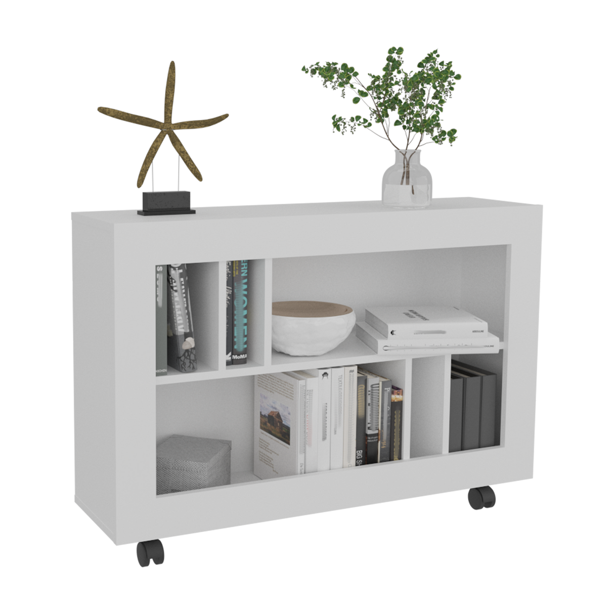 Mueble Auxiliar Joge Blanco 95x64.5cm Rectangular con Seis Compartimientos - MESAS AUXILIARES | Bylmo