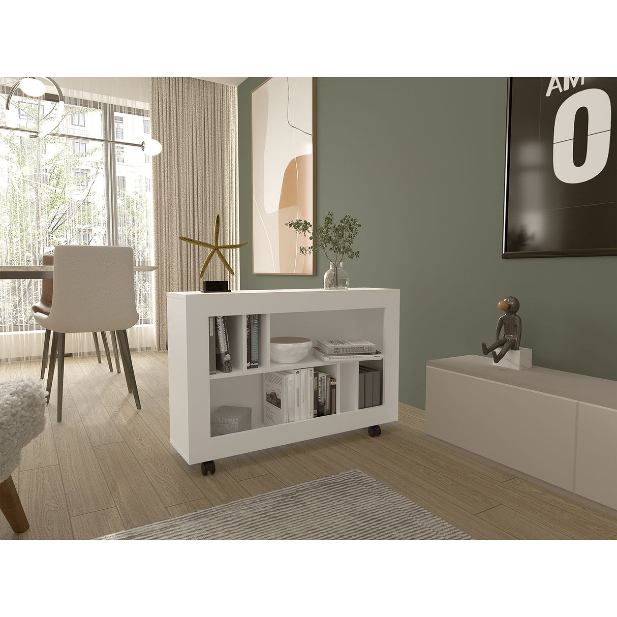 Mueble Auxiliar Joge Blanco 95x64.5cm Rectangular con Seis Compartimientos - MESAS AUXILIARES | Bylmo