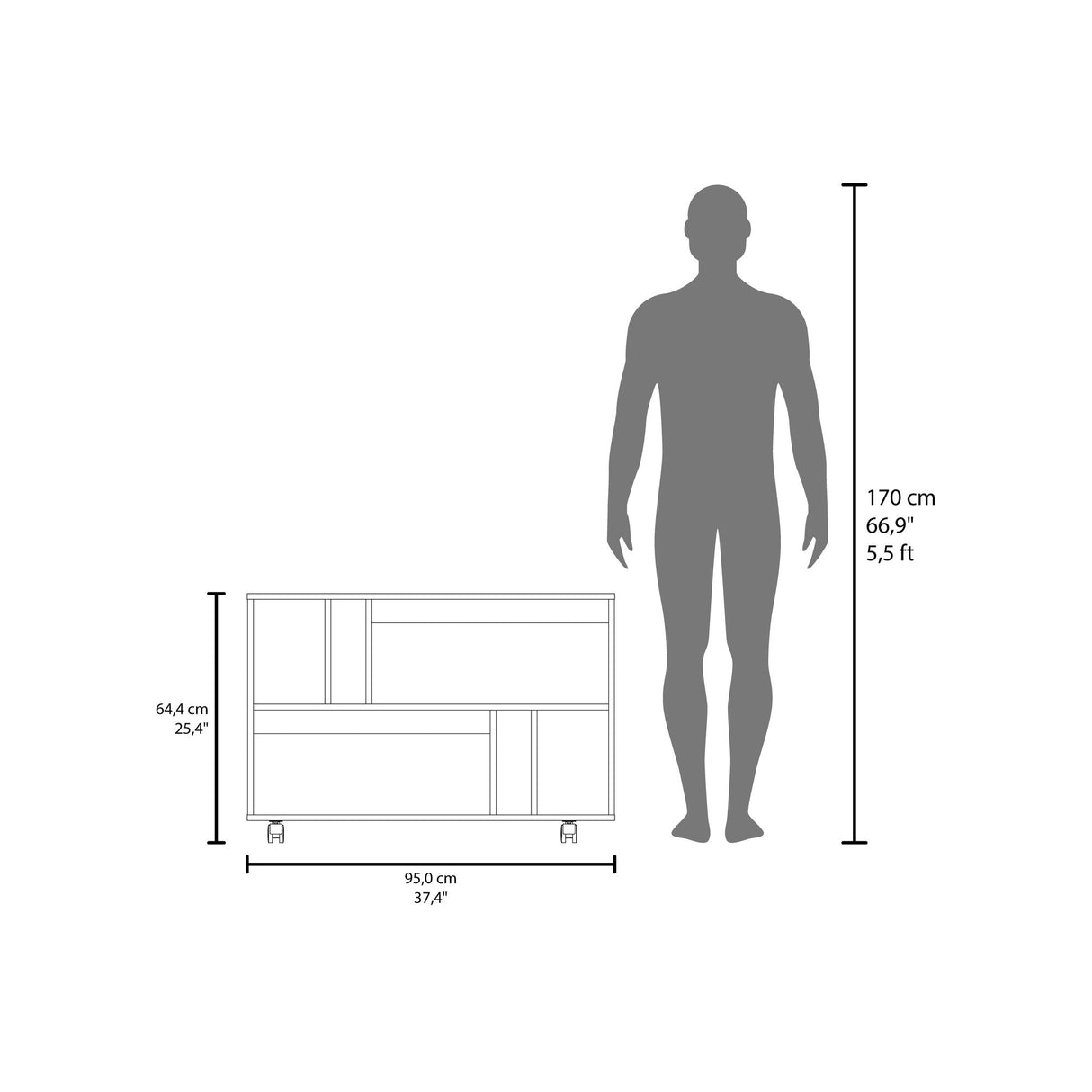 Mueble Auxiliar Joge Wengue 95x64.5cm Rectangular con Seis Compartimientos - MESAS AUXILIARES | Bylmo