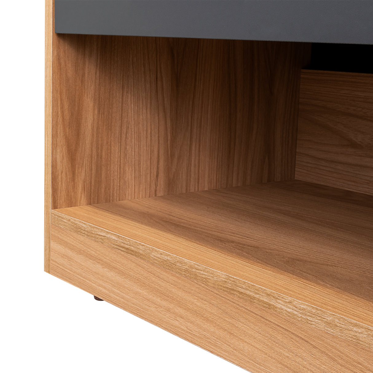 Mesa de Noche Alder Plomo y Fresno Europeo 50x50cm con Un Cajón - MESAS DE NOCHE | Bylmo