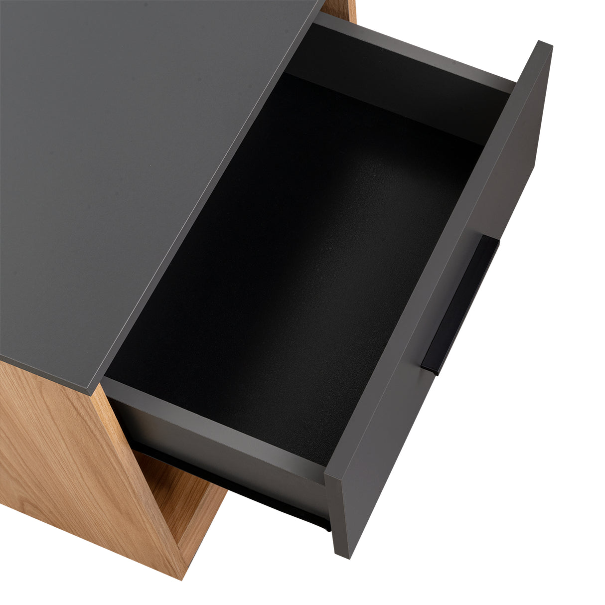 Mesa de Noche Alder Plomo y Fresno Europeo 50x50cm con Un Cajón - MESAS DE NOCHE | Bylmo