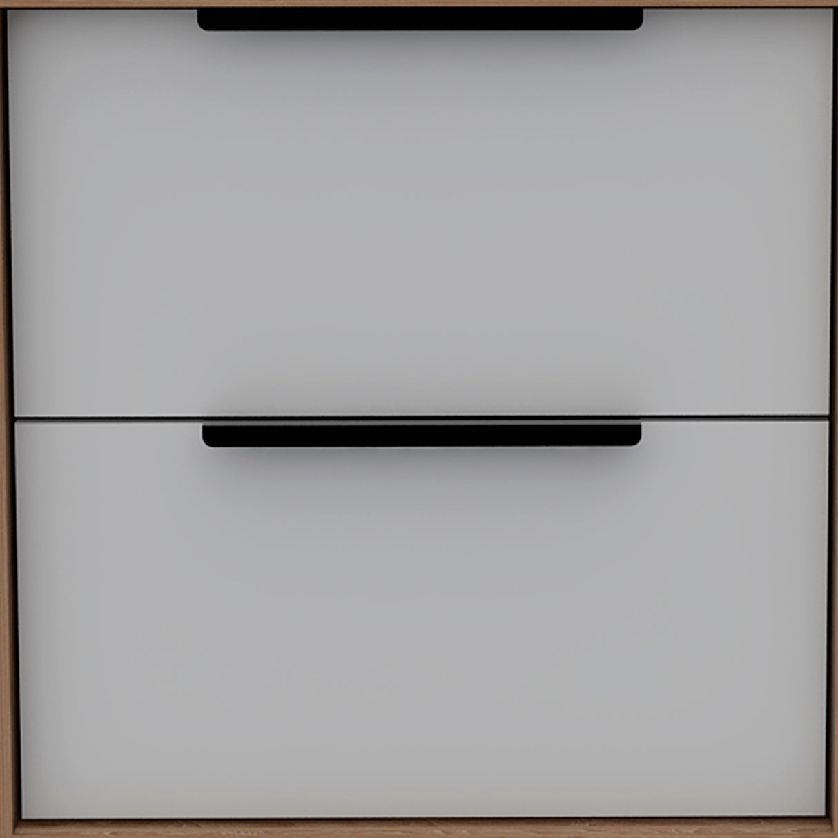 Mesa de Noche Kaia Miel y Blanco 41x48cm con Dos Cajones - MESAS DE NOCHE | Bylmo