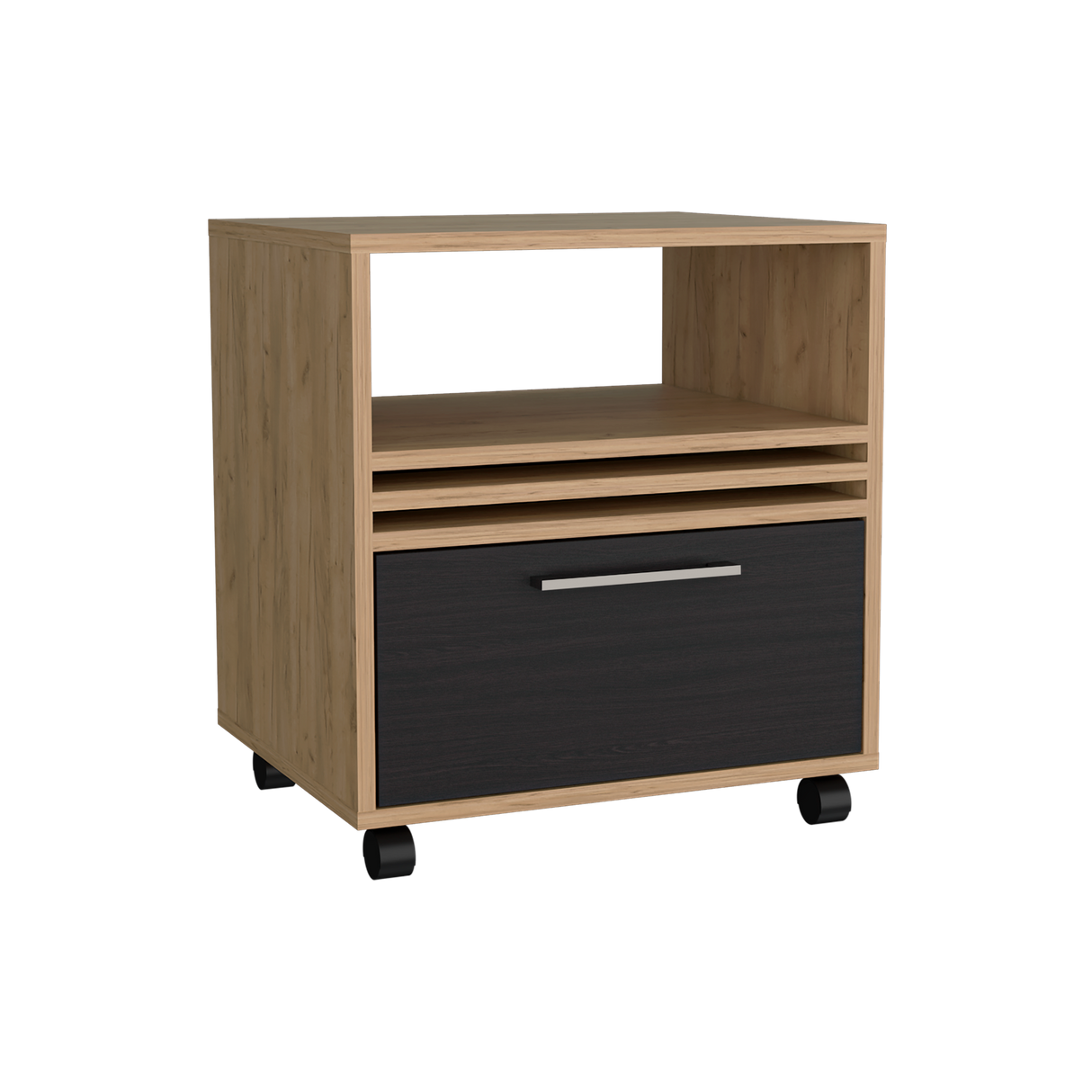 Mesa de Noche Vance Fresno Europeo y Wengue 48.1x52cm con Un Cajón - MESAS DE NOCHE | Bylmo