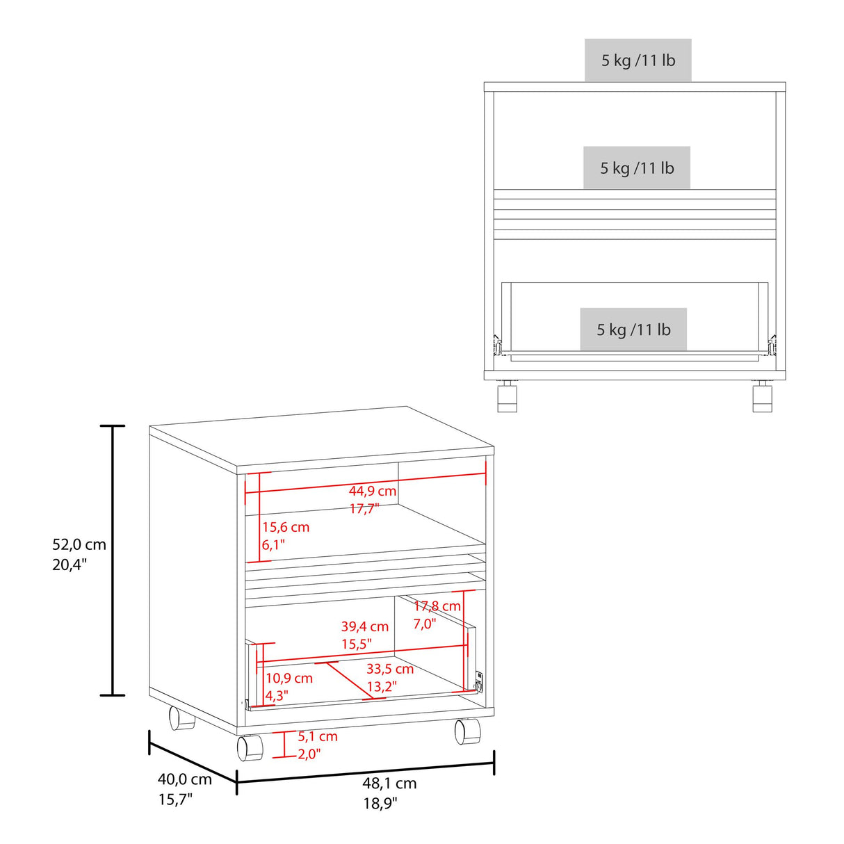 Mesa de Noche Vance Fresno Europeo y Wengue 48.1x52cm con Un Cajón - MESAS DE NOCHE | Bylmo