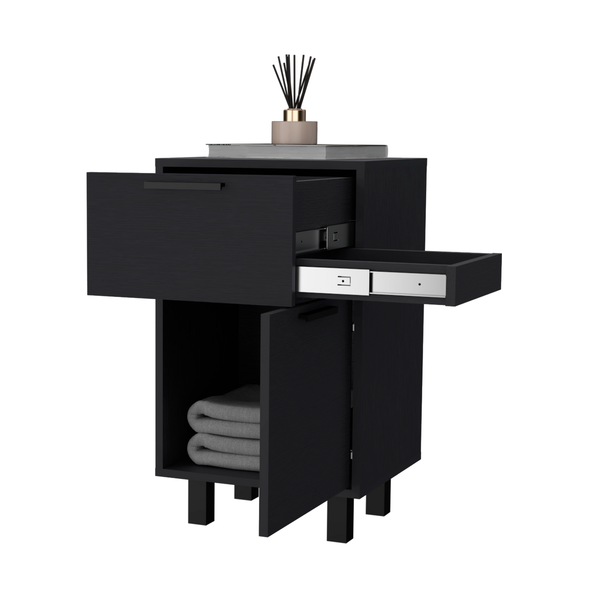 Mesa de Noche Z 80 Wengue 41x70cm con Dos Cajones - MESAS DE NOCHE | Bylmo