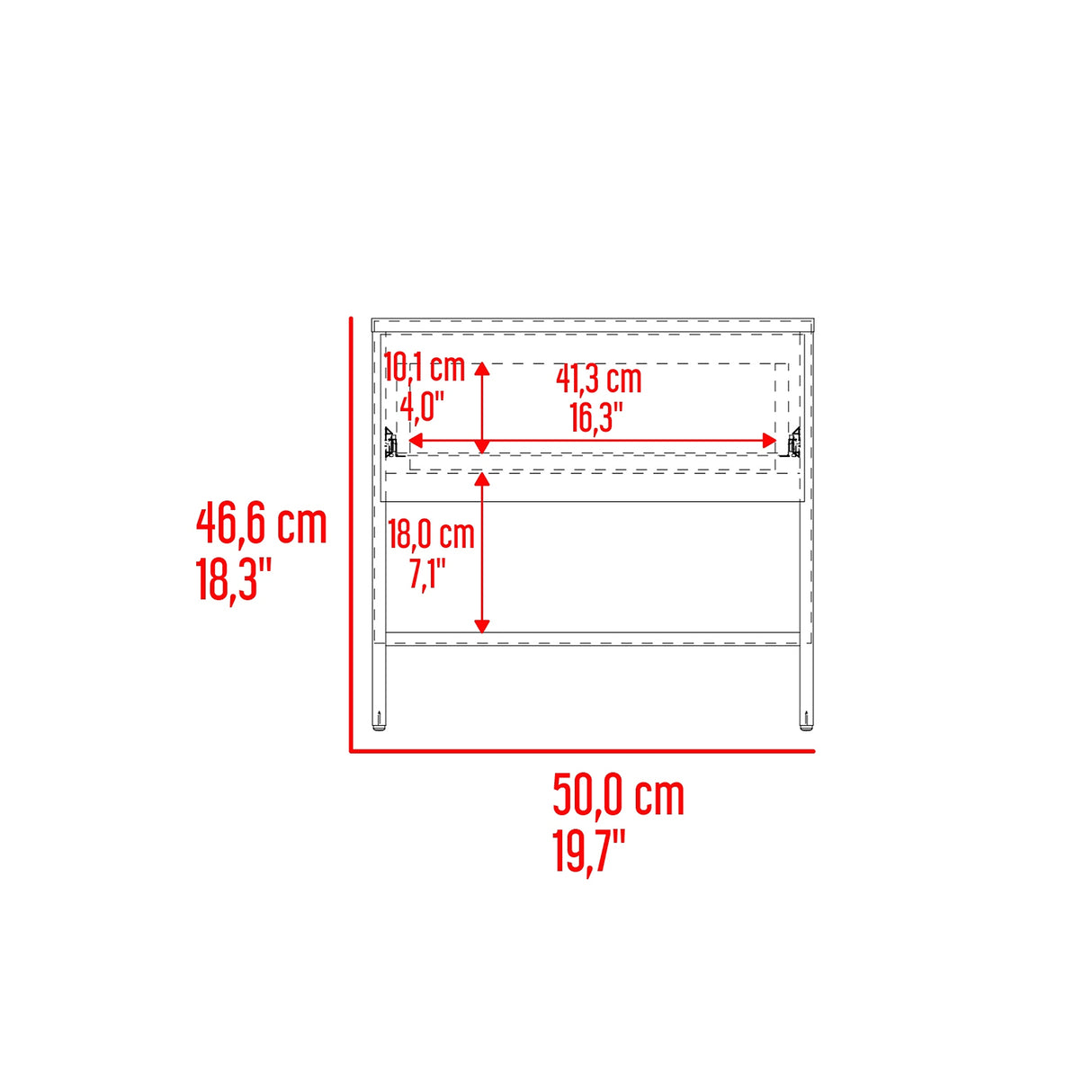 Mesa de Noche Dasel Fresno Europeo y Blanco 50x46.6cm con Un Cajón - MESAS DE NOCHE | Bylmo