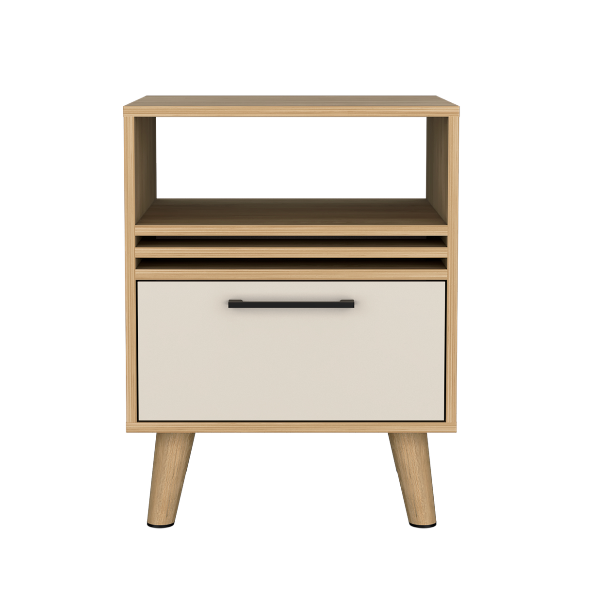 Mesa de Noche Vance Fresno Europeo y Capri 48x62.4cm con Un Cajón - MESAS DE NOCHE | Bylmo