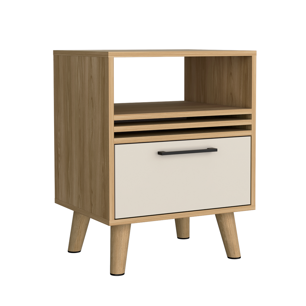 Mesa de Noche Vance Fresno Europeo y Capri 48x62.4cm con Un Cajón - MESAS DE NOCHE | Bylmo