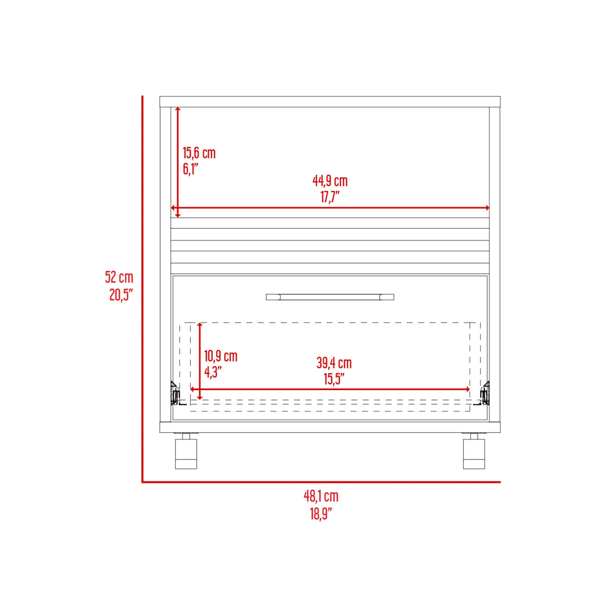 Mesa de Noche Vance Fresno Europeo y Capri 48x62.4cm con Un Cajón - MESAS DE NOCHE | Bylmo