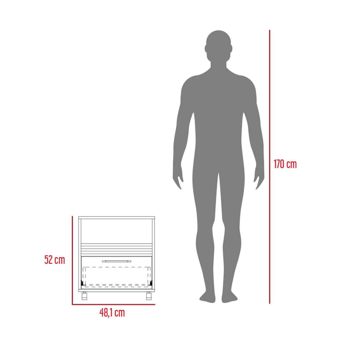 Mesa de Noche Vance Fresno Europeo y Capri 48x62.4cm con Un Cajón - MESAS DE NOCHE | Bylmo