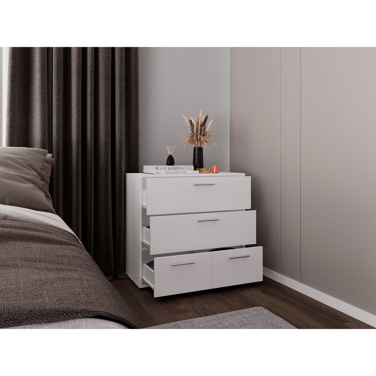 Cajonera Alpine Blanco 80.1x75.2cm con Cuatro Cajones - CAJONERAS Y COMODAS | Bylmo